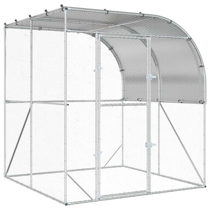 vidaXL Chicken Coop Silver 200 x 200 x 215 cm Galvanised Steel