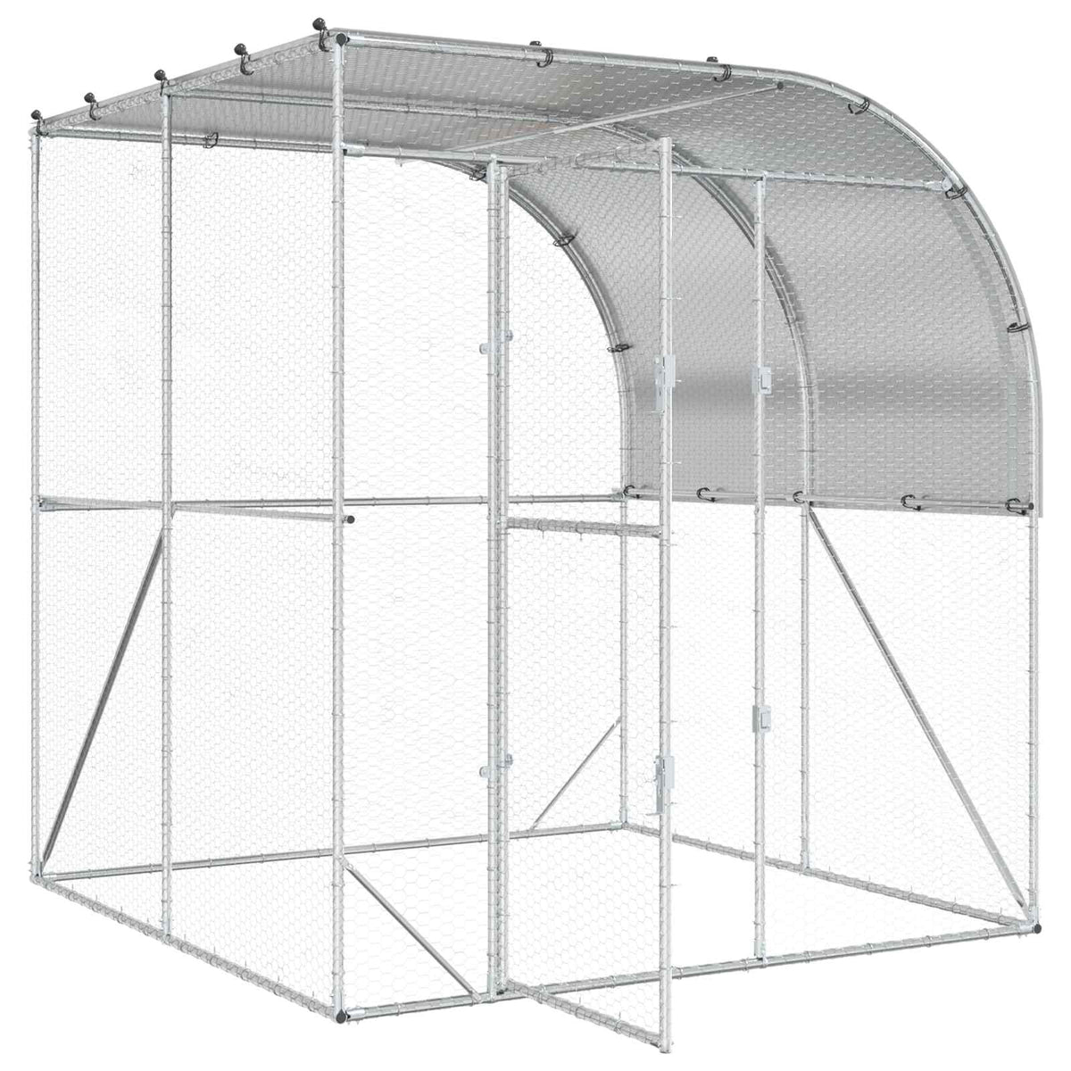 vidaXL Chicken Coop Silver 200 x 200 x 215 cm Galvanised Steel
