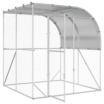 vidaXL Chicken Coop Silver 200 x 200 x 215 cm Galvanised Steel
