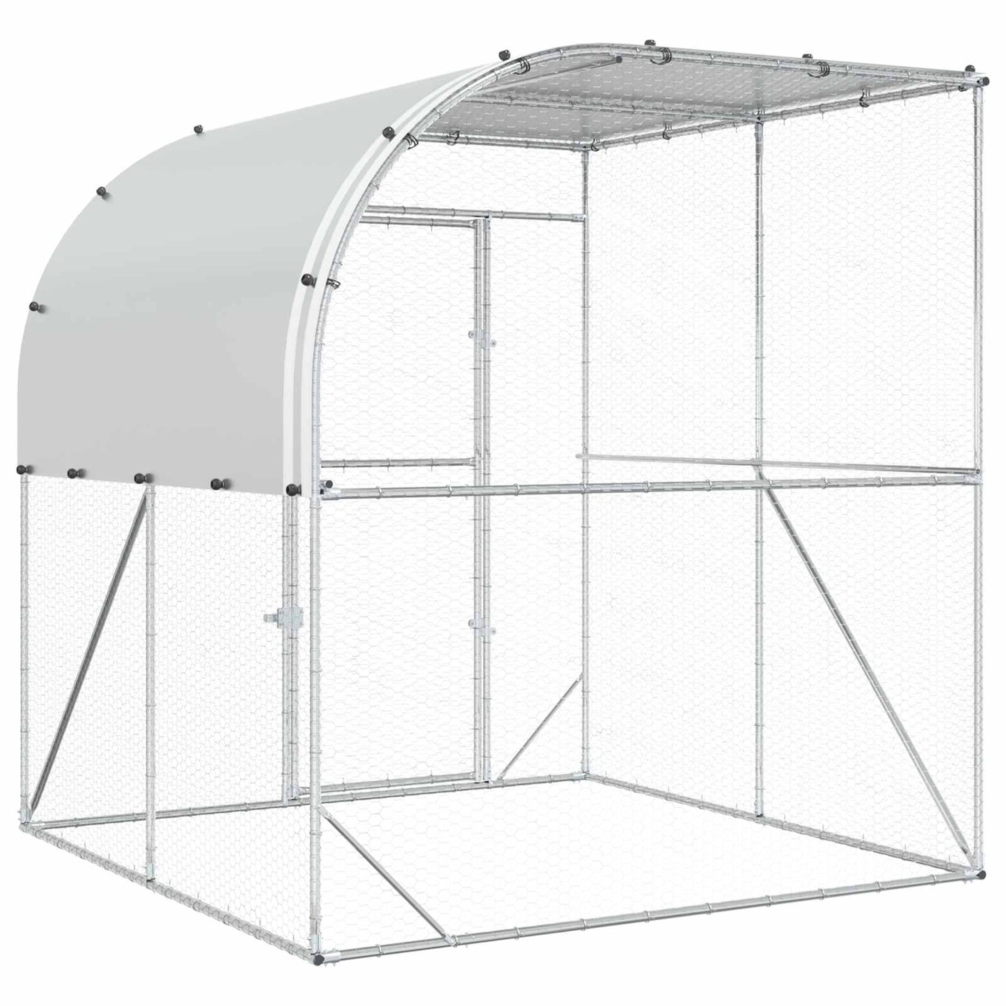 vidaXL Chicken Coop Silver 200 x 200 x 215 cm Galvanised Steel