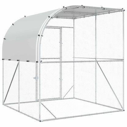 vidaXL Chicken Coop Silver 200 x 200 x 215 cm Galvanised Steel