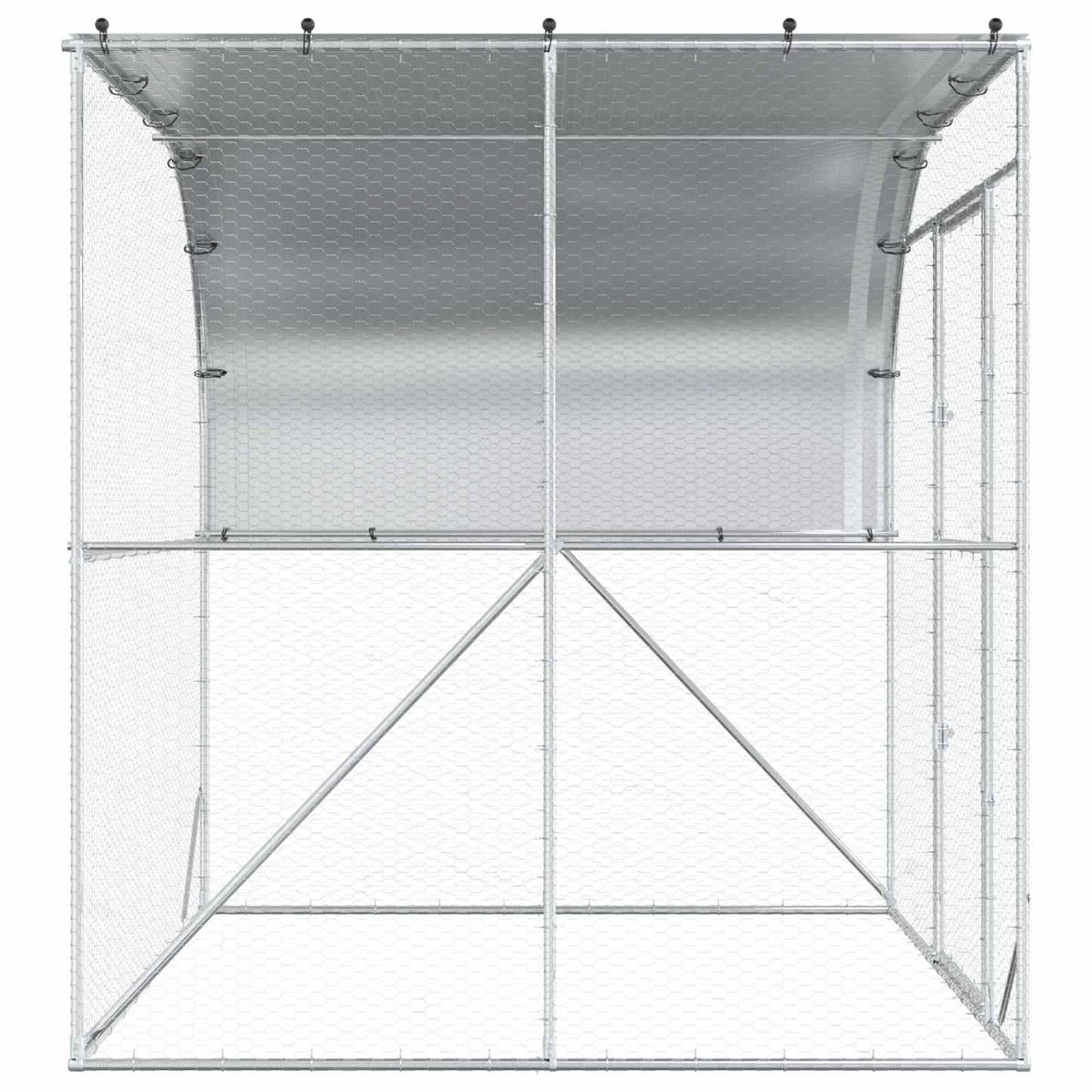 vidaXL Chicken Coop Silver 200 x 200 x 215 cm Galvanised Steel