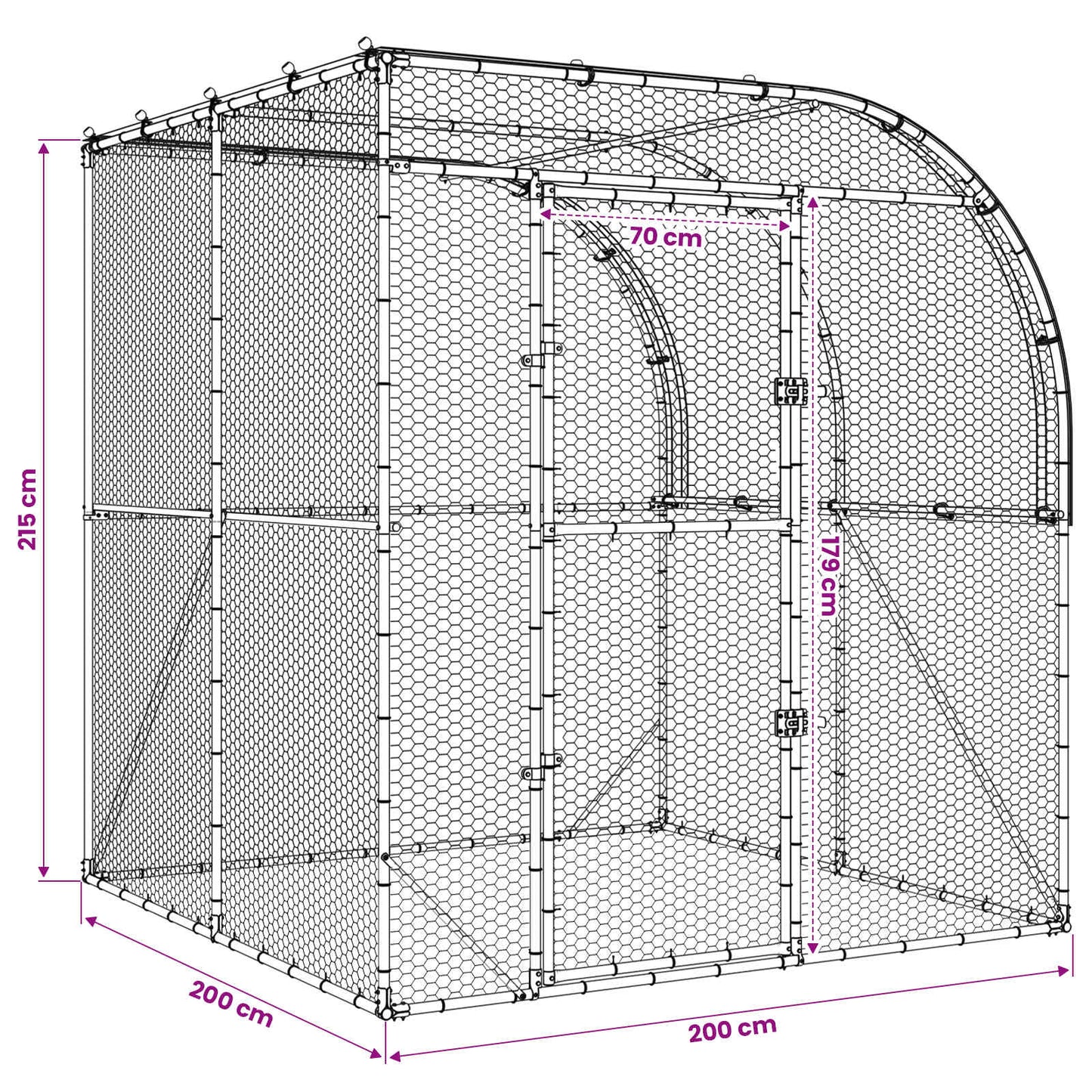vidaXL Chicken Coop Silver 200 x 200 x 215 cm Galvanised Steel