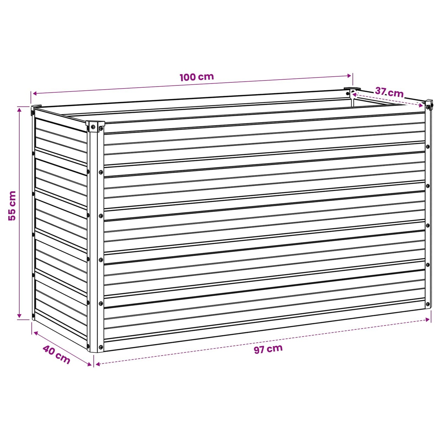vidaXL Raised Garden Bed Green 100 x 40 x 55 cm cold-rolled steeel