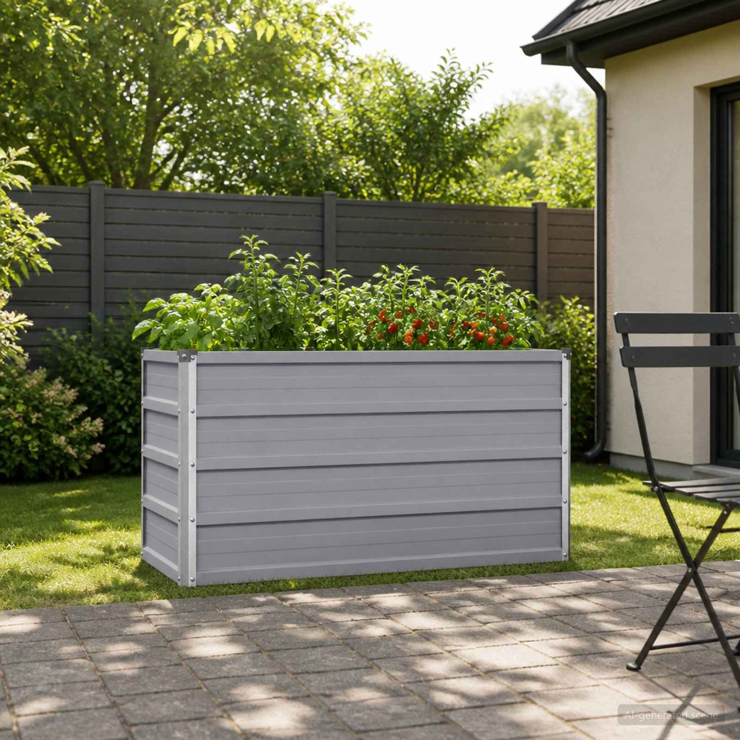 vidaXL Raised Garden Bed Grey 100 x 40 x 55 cm cold-rolled steel