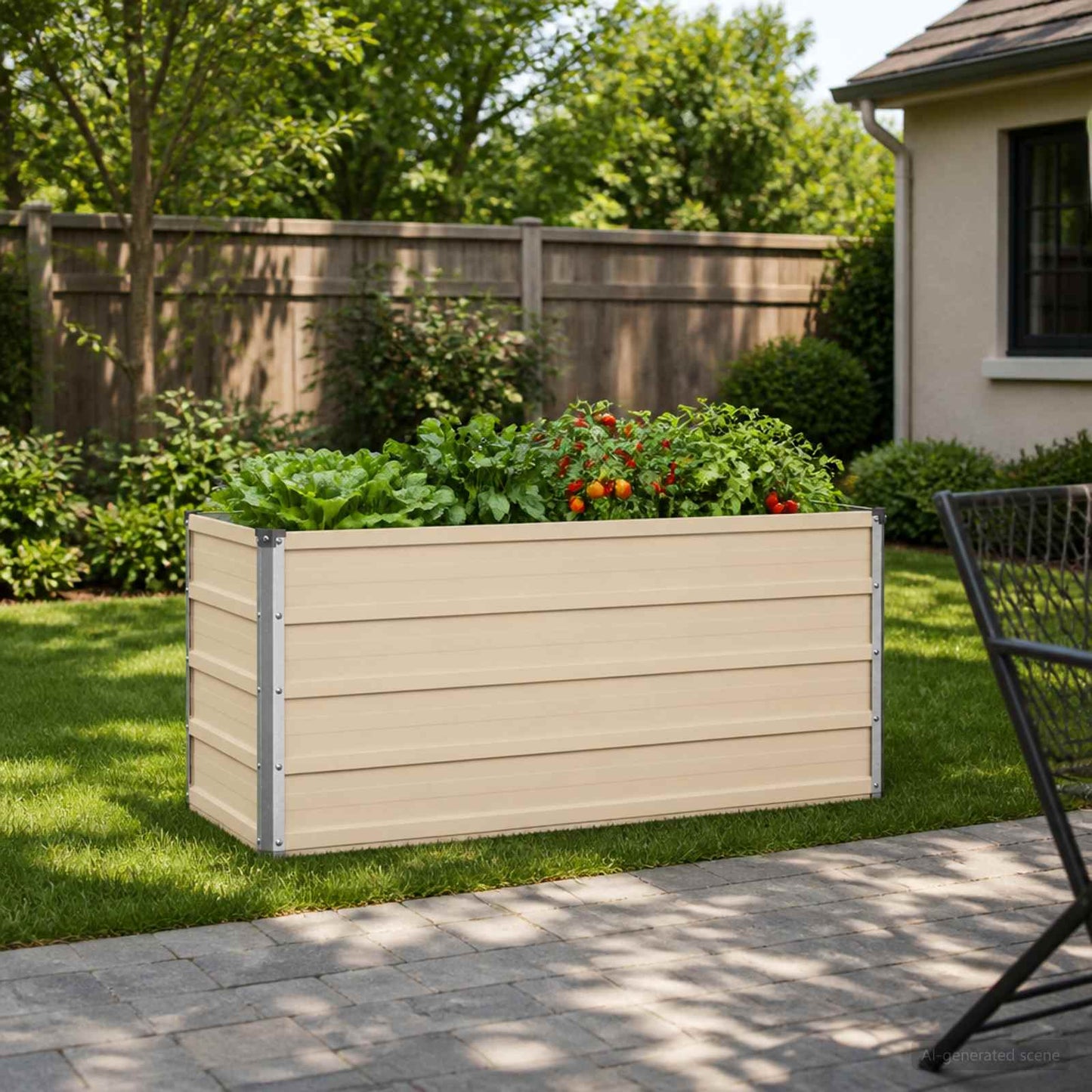 vidaXL Raised Garden Bed Ivory 100 x 40 x 55 cm cold-rolled steel