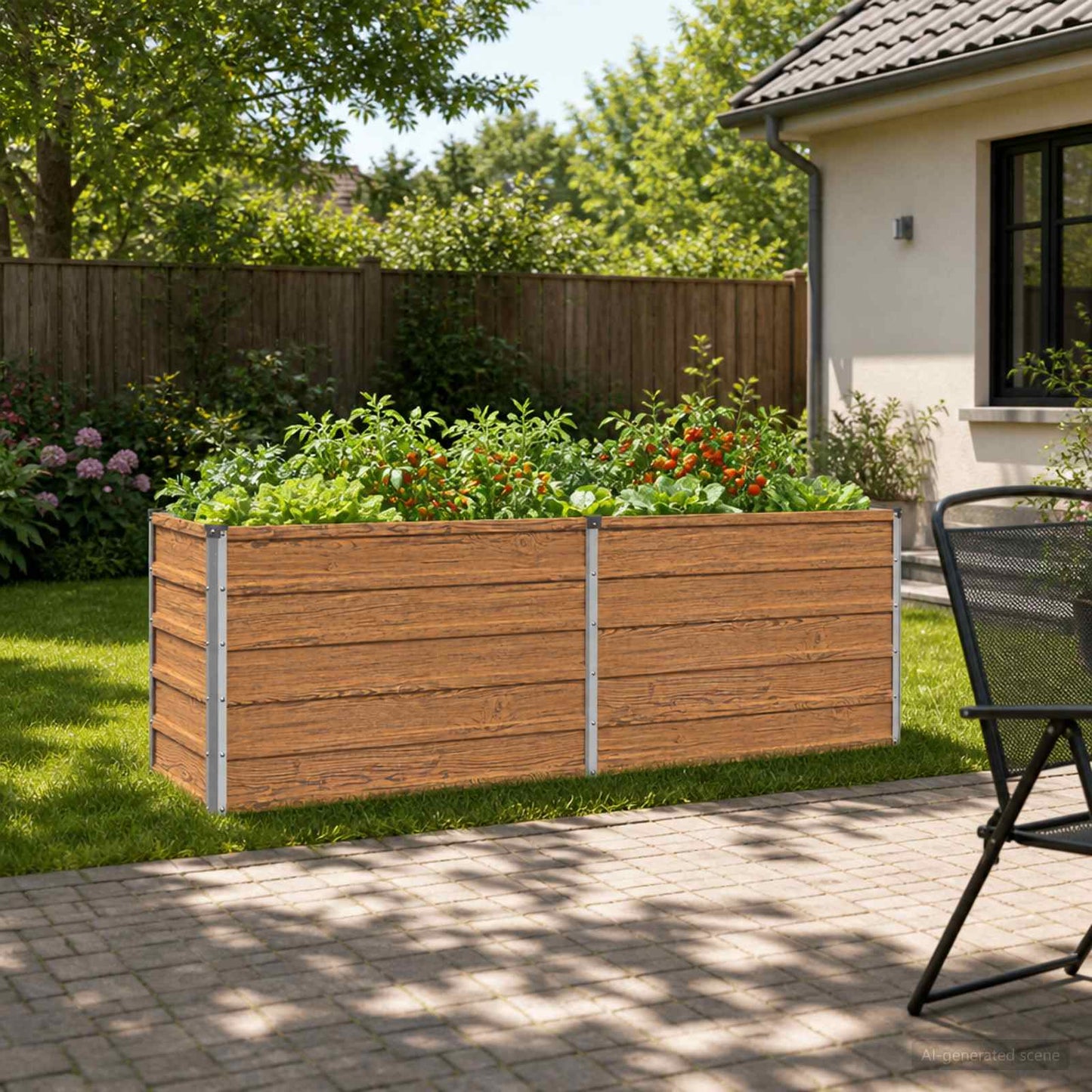 vidaXL Raised Garden Bed Wood Brown 160 x 40 x 55 cm cold-rolled steel