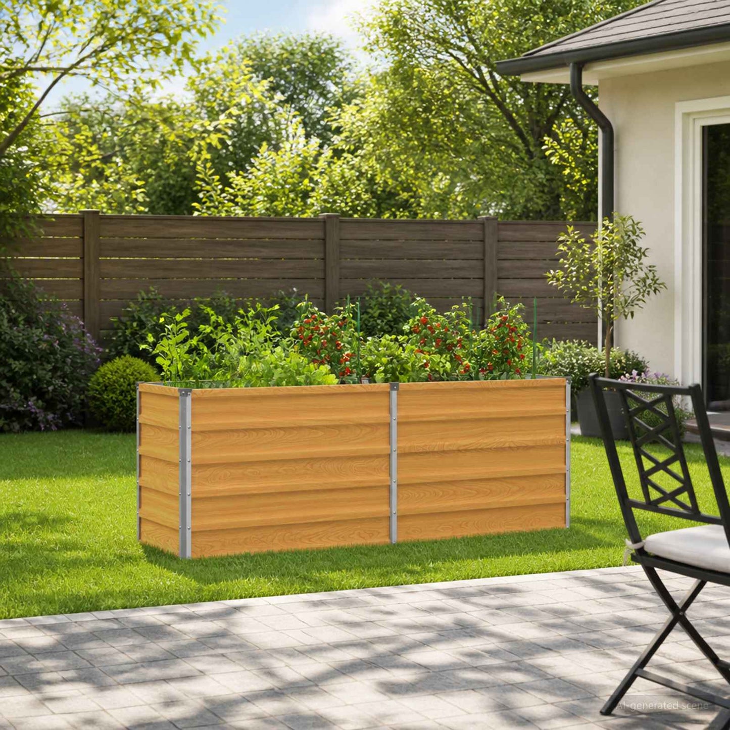 vidaXL Raised Garden Bed Natural 160 x 40 x 55 cm cold-rolled steel