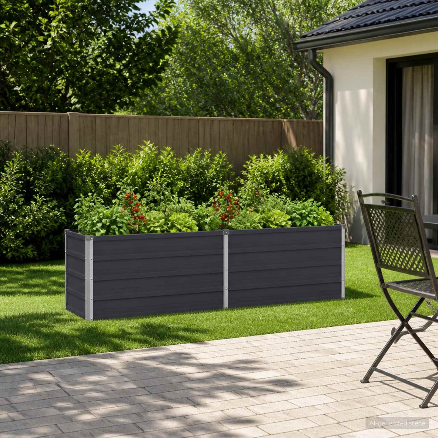 vidaXL Raised Garden Bed Anthracite 160 x 40 x 55 cm cold-rolled steel