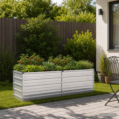 vidaXL Raised Garden Bed Silver 160 x 40 x 55 cm galvanized