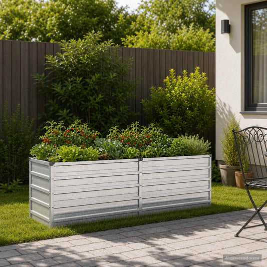 vidaXL Raised Garden Bed Silver 160 x 40 x 55 cm galvanized