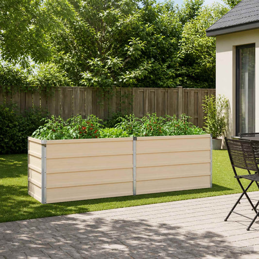 vidaXL Raised Garden Bed Ivory 160 x 40 x 55 cm cold-rolled steel