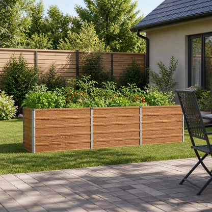 vidaXL Raised Garden Bed Wood Brown 240 x 40 x 55 cm cold-rolled steel