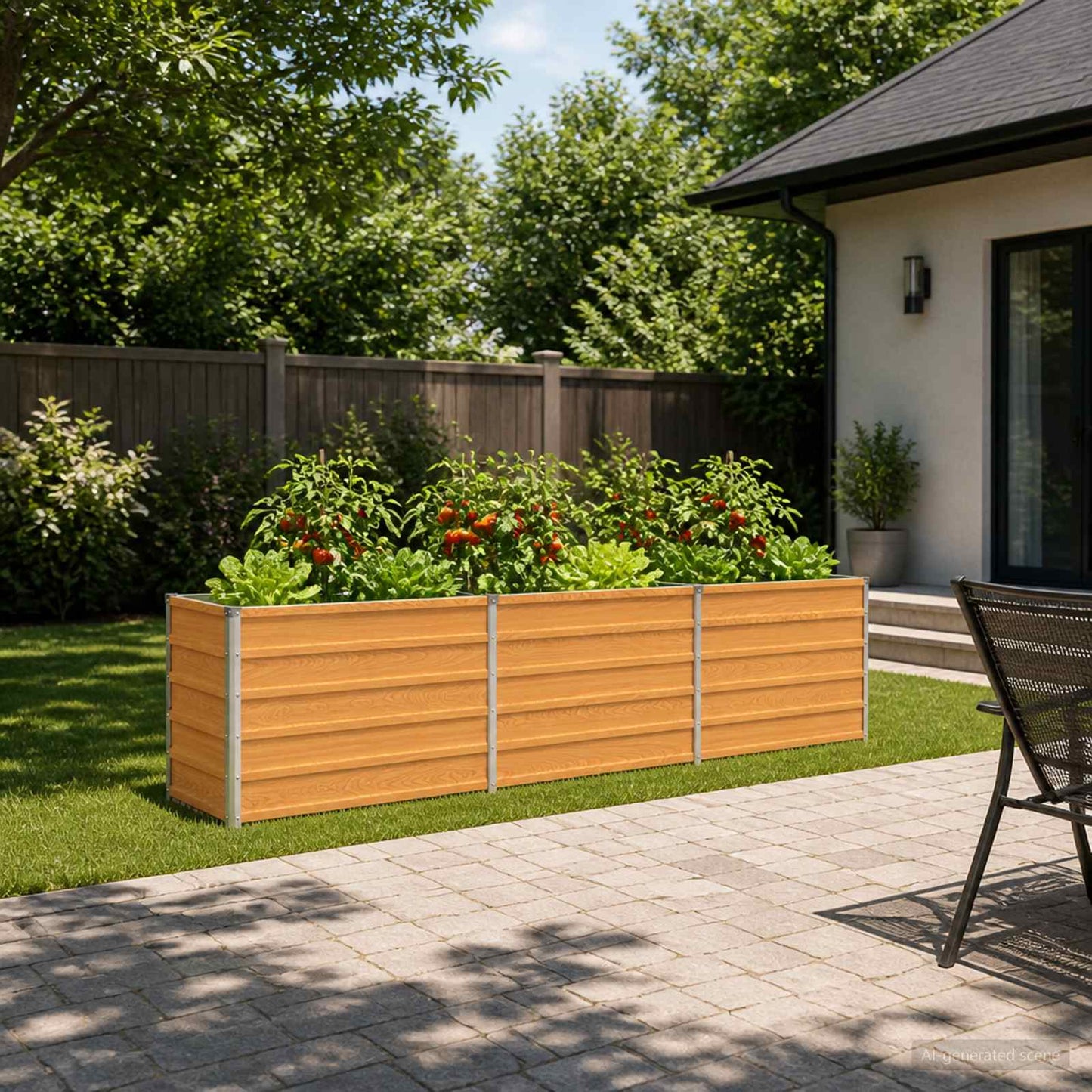 vidaXL Raised Garden Bed Natural 240 x 40 x 55 cm cold-rolled steel