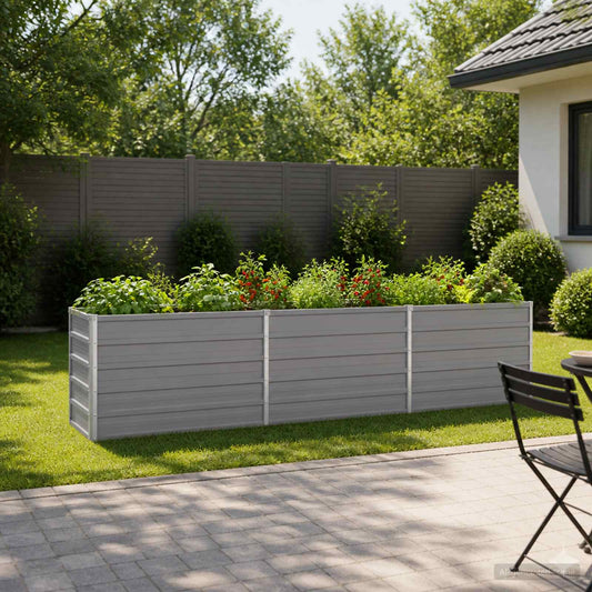 vidaXL Raised Garden Bed Grey 240 x 40 x 55 cm cold-rolled steel