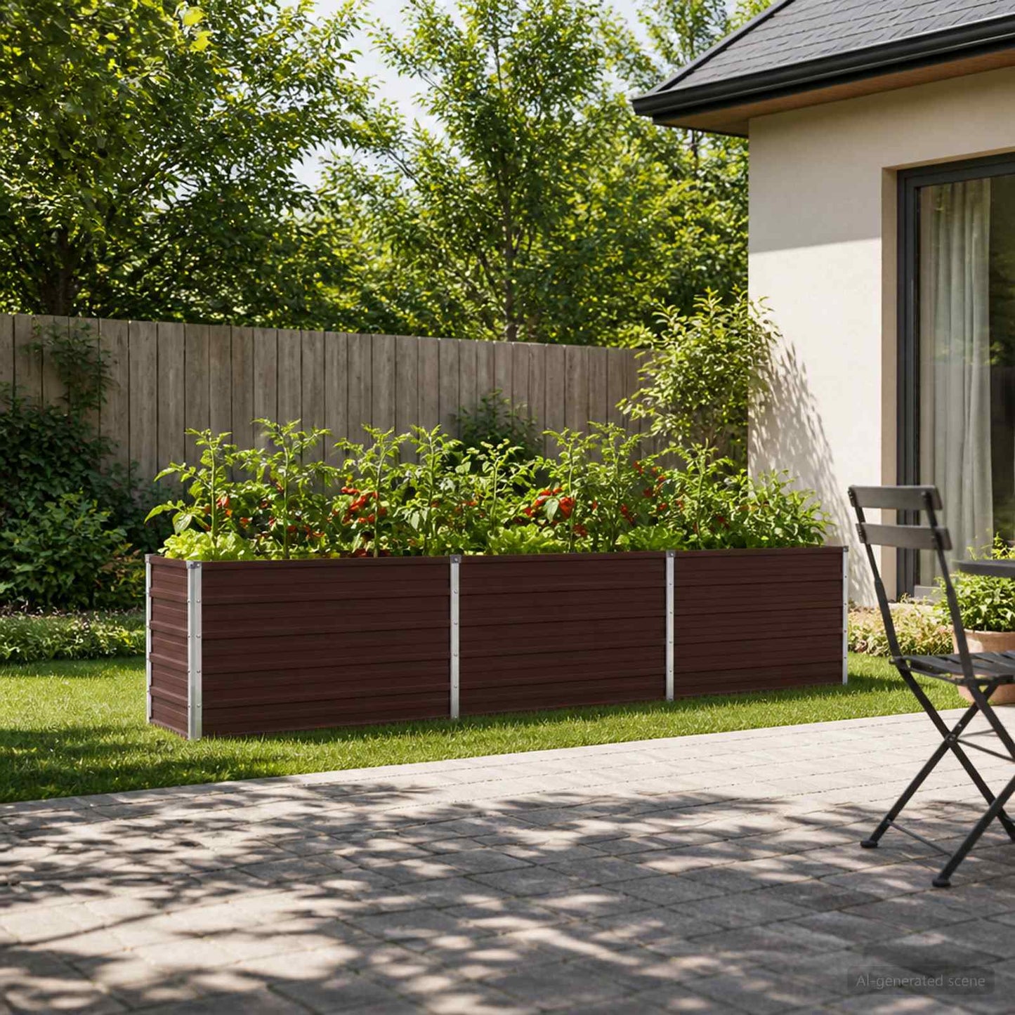 vidaXL Raised Garden Bed Brown 240 x 40 x 55 cm cold-rolled steel