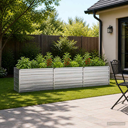 vidaXL Raised Garden Bed Silver 240 x 40 x 55 cm galvanized