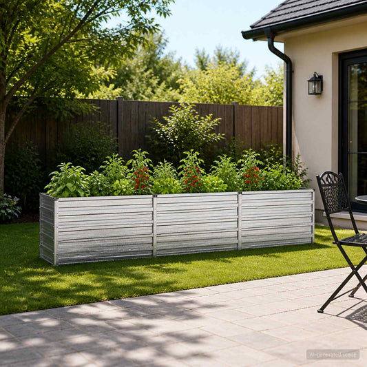 vidaXL Raised Garden Bed Silver 240 x 40 x 55 cm galvanized