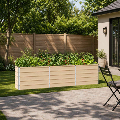 vidaXL Raised Garden Bed Ivory 240 x 40 x 55 cm cold-rolled steel