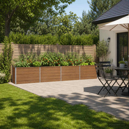 vidaXL Raised Garden Bed Wood Brown 320 x 40 x 55 cm cold-rolled steel