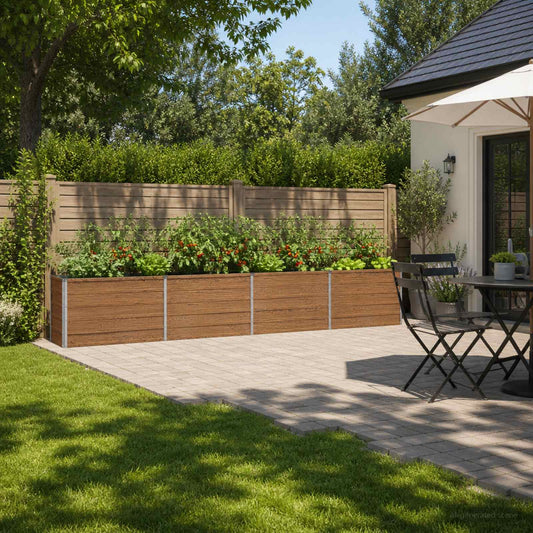 vidaXL Raised Garden Bed Wood Brown 320 x 40 x 55 cm cold-rolled steel