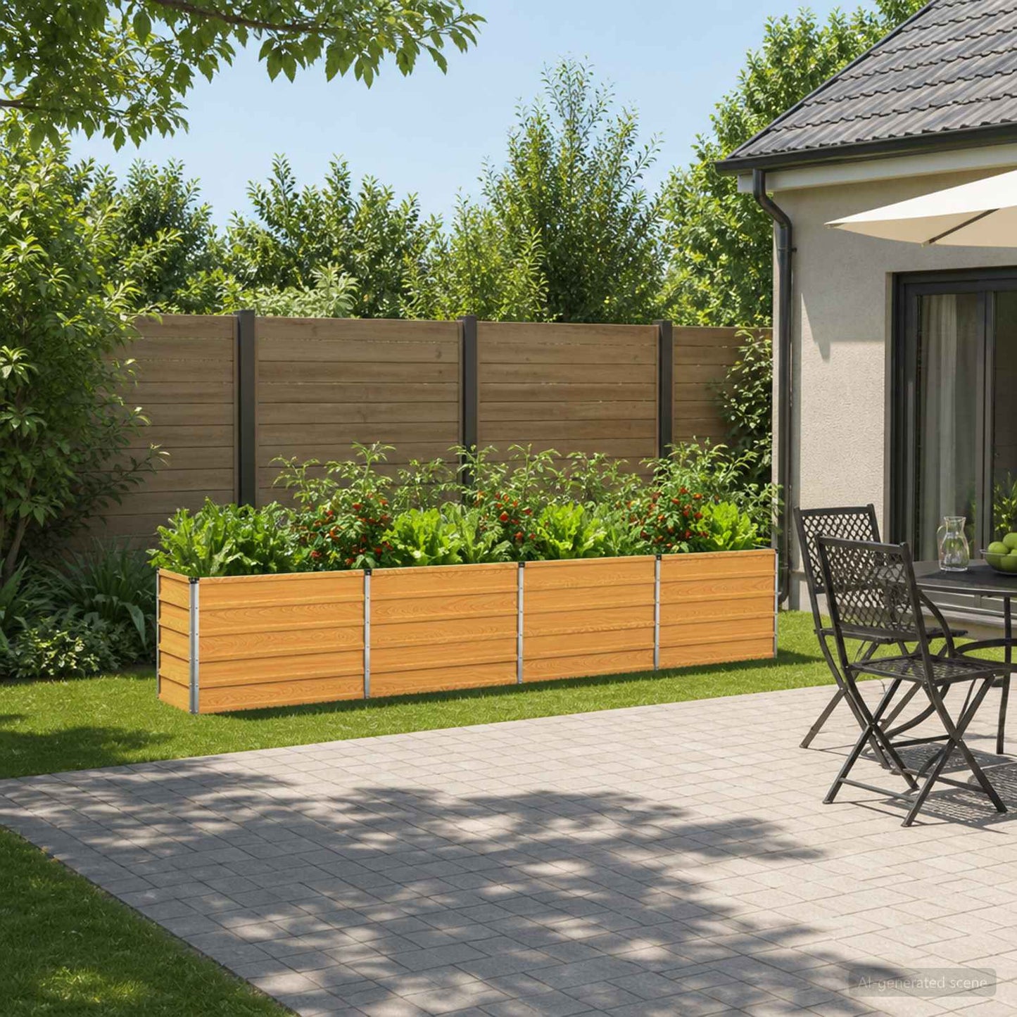 vidaXL Raised Garden Bed Natural 320 x 40 x 55 cm cold-rolled steel
