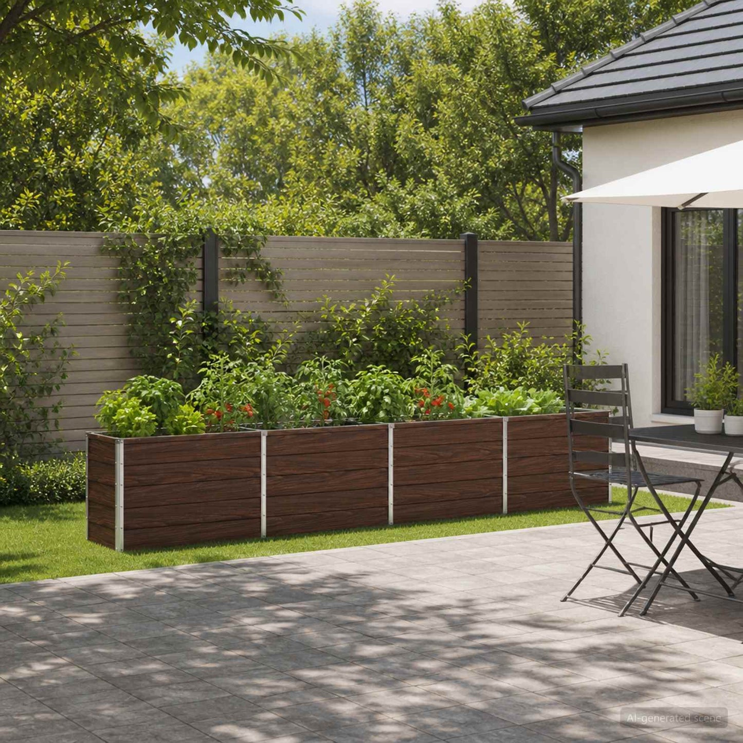 vidaXL Raised Garden Bed Black 320 x 40 x 55 cm cold-rolled steel