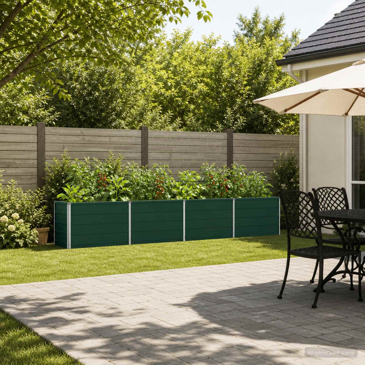 vidaXL Raised Garden Bed Green 320 x 40 x 55 cm cold-rolled steeel