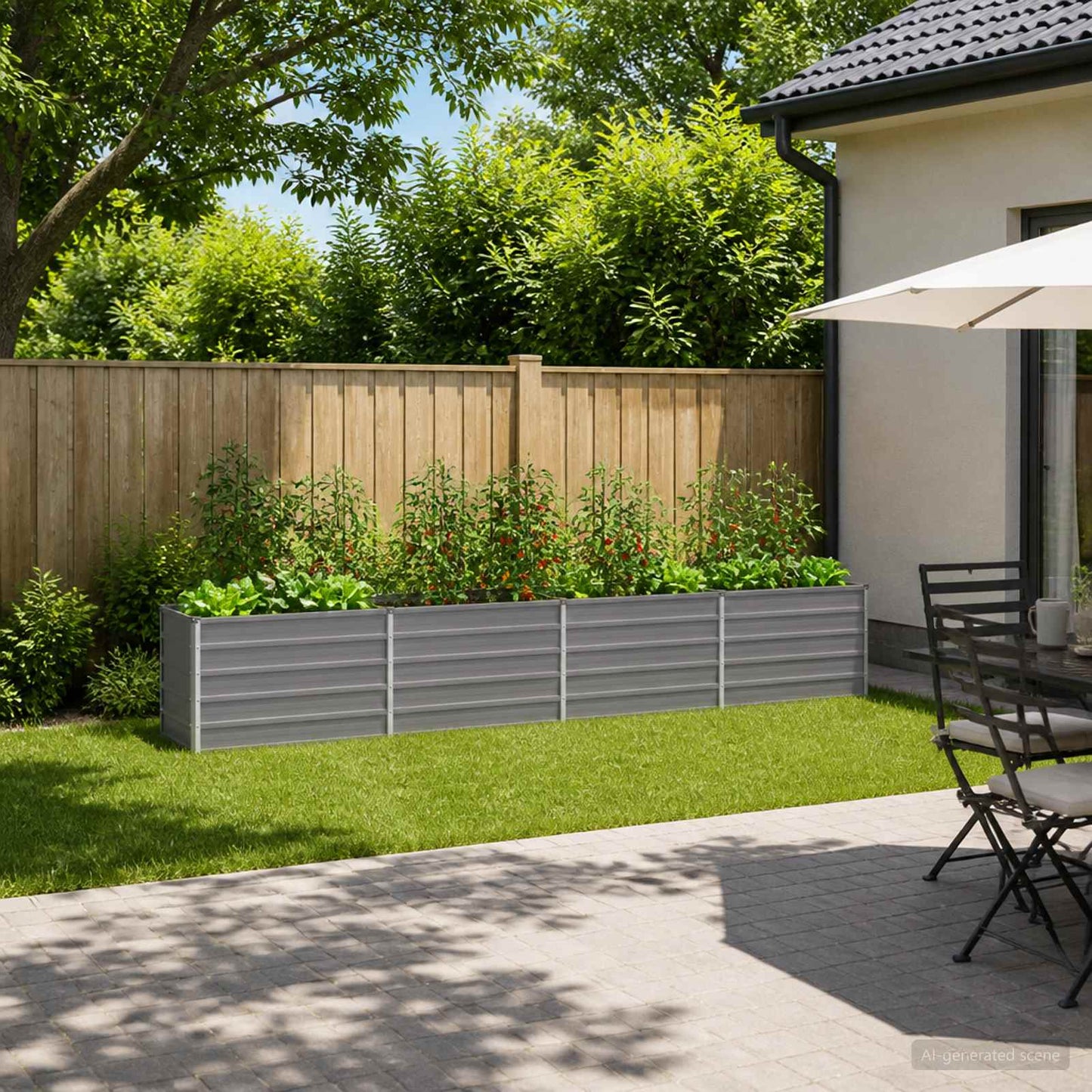vidaXL Raised Garden Bed Grey 320 x 40 x 55 cm cold-rolled steel
