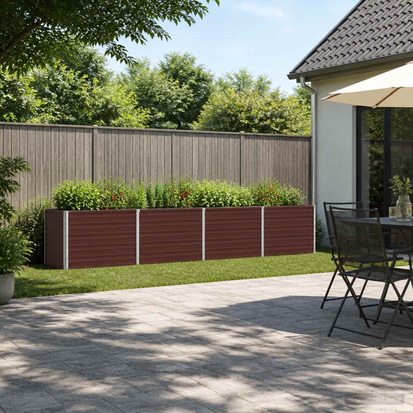 vidaXL Raised Garden Bed Brown 320 x 40 x 55 cm cold-rolled steel