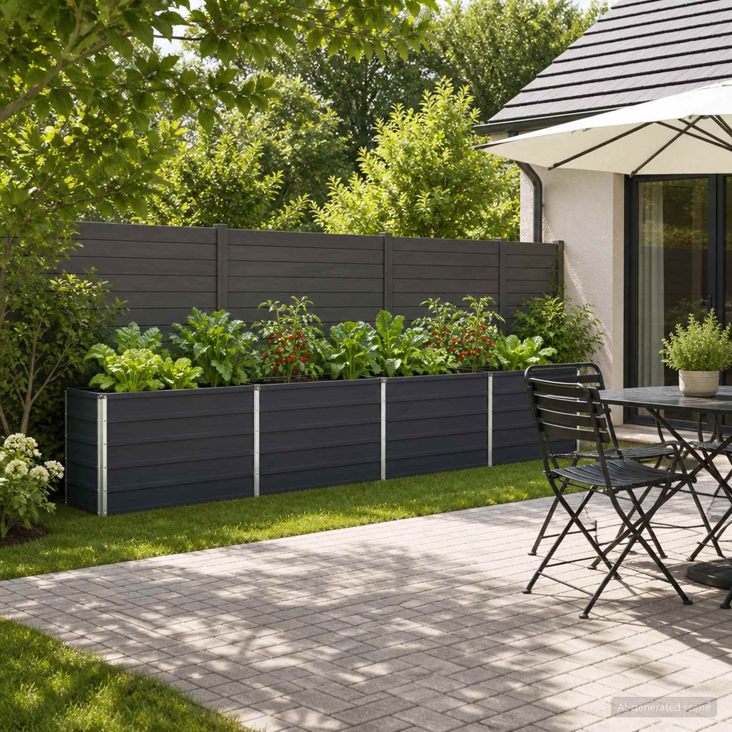 vidaXL Raised Garden Bed Anthracite 320 x 40 x 55 cm cold-rolled steel