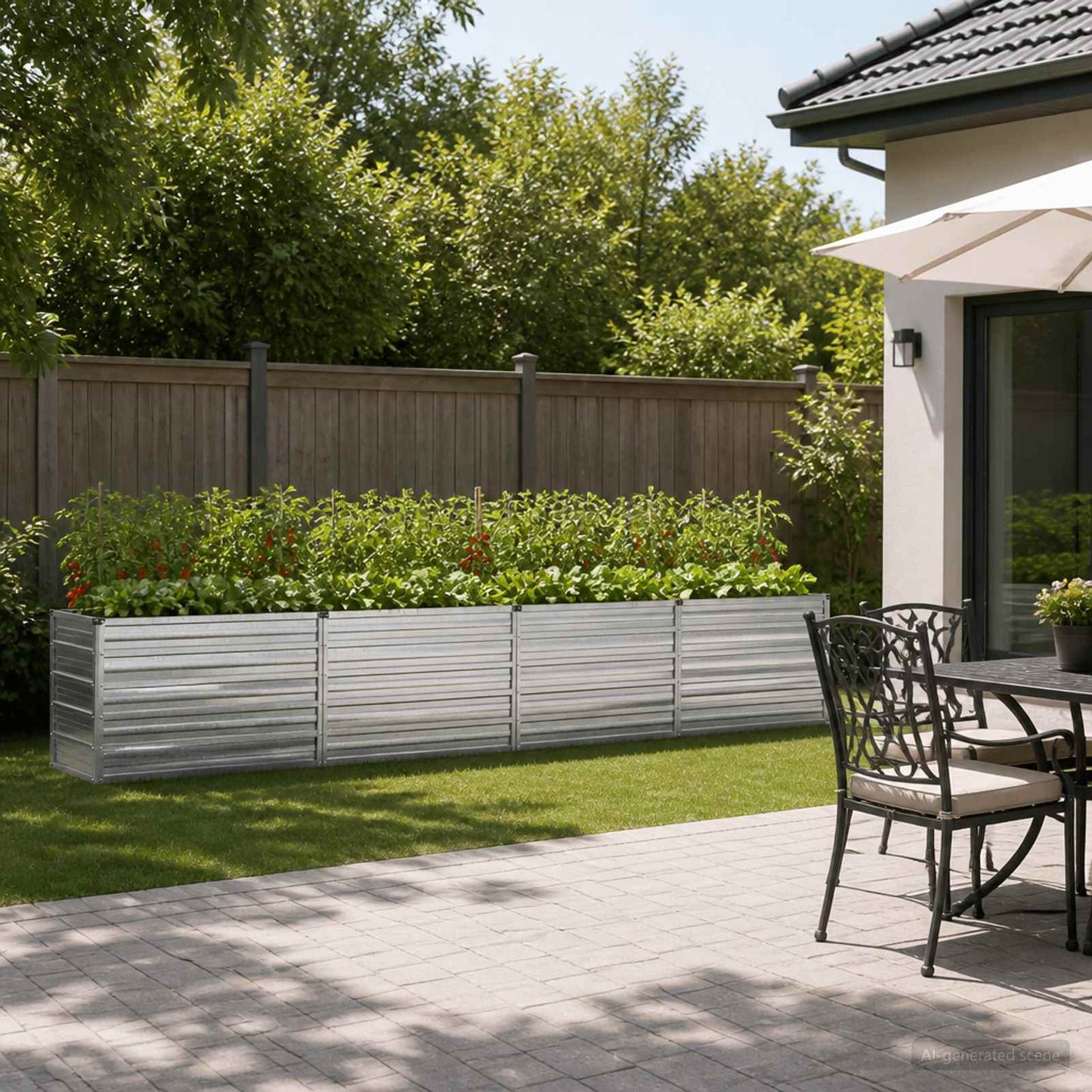 vidaXL Raised Garden Bed Silver 320 x 40 x 55 cm galvanized