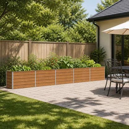 vidaXL Raised Garden Bed Wood Brown 400 x 40 x 55 cm cold-rolled steel