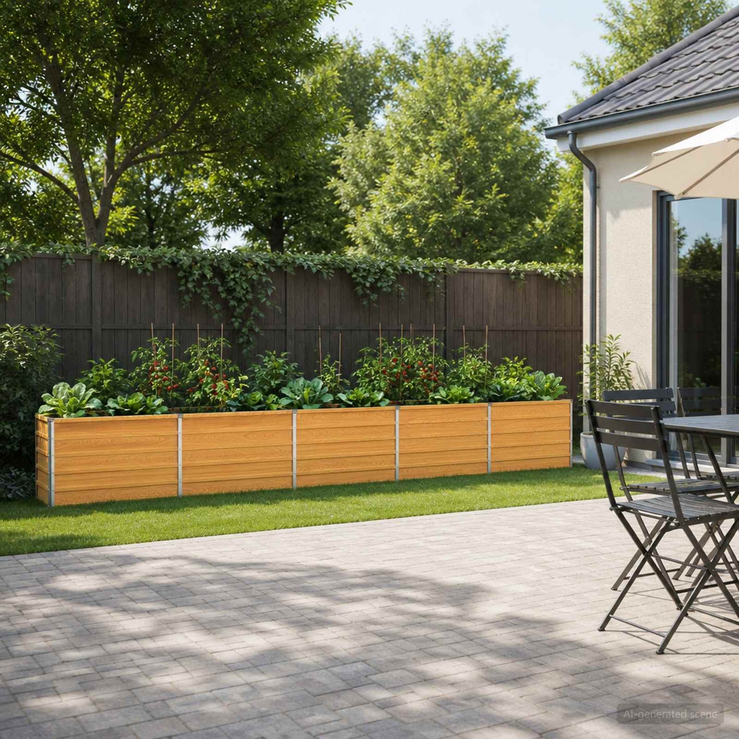 vidaXL Raised Garden Bed Natural 400 x 40 x 55 cm cold-rolled steel