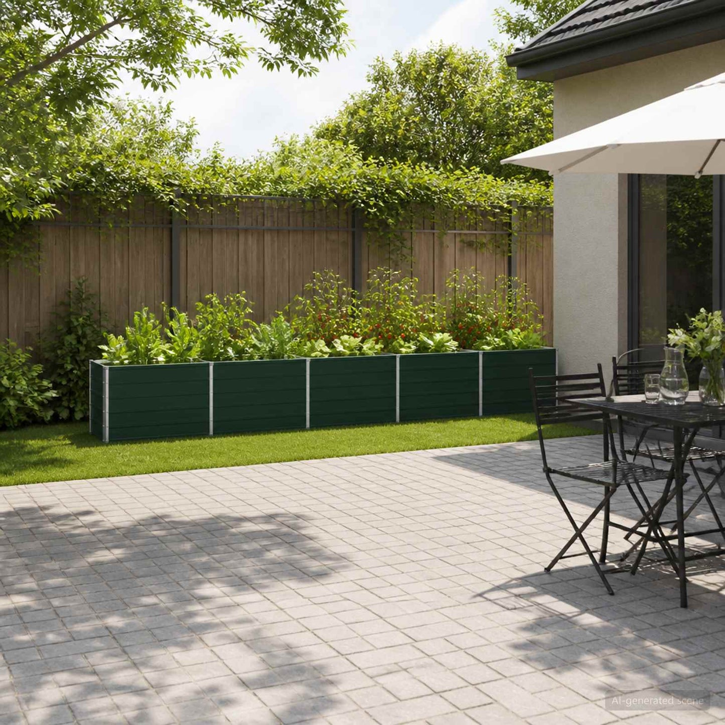 vidaXL Raised Garden Bed Green 400 x 40 x 55 cm Galvanized steel