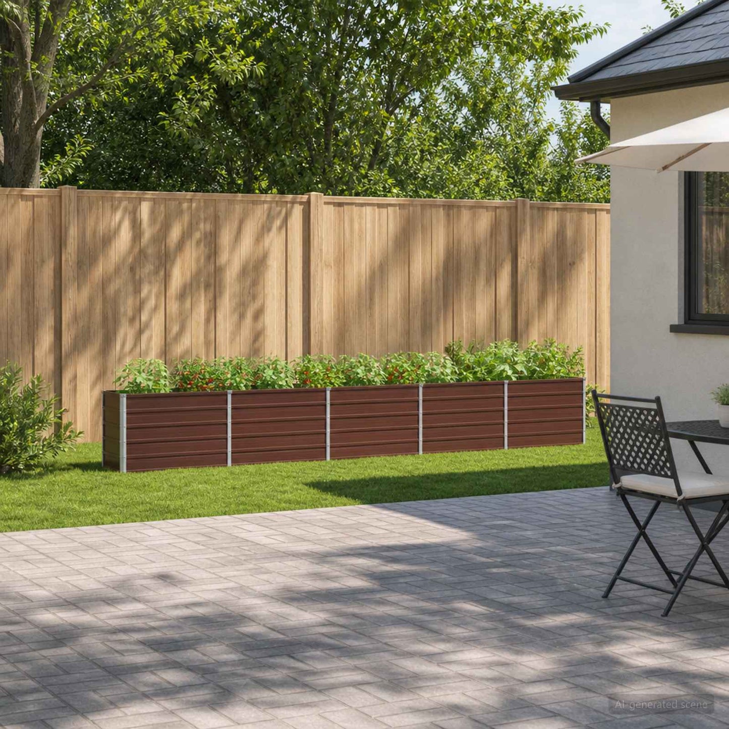 vidaXL Raised Garden Bed Brown 400 x 40 x 55 cm cold-rolled steel