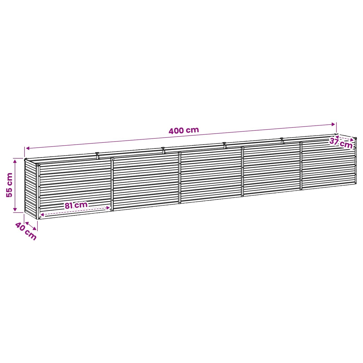 vidaXL Raised Garden Bed Anthracite 400 x 40 x 55 cm cold-rolled steel