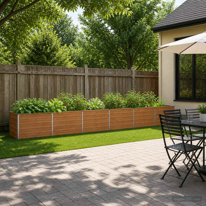vidaXL Raised Garden Bed Wood Brown 480 x 40 x 55 cm cold-rolled steel