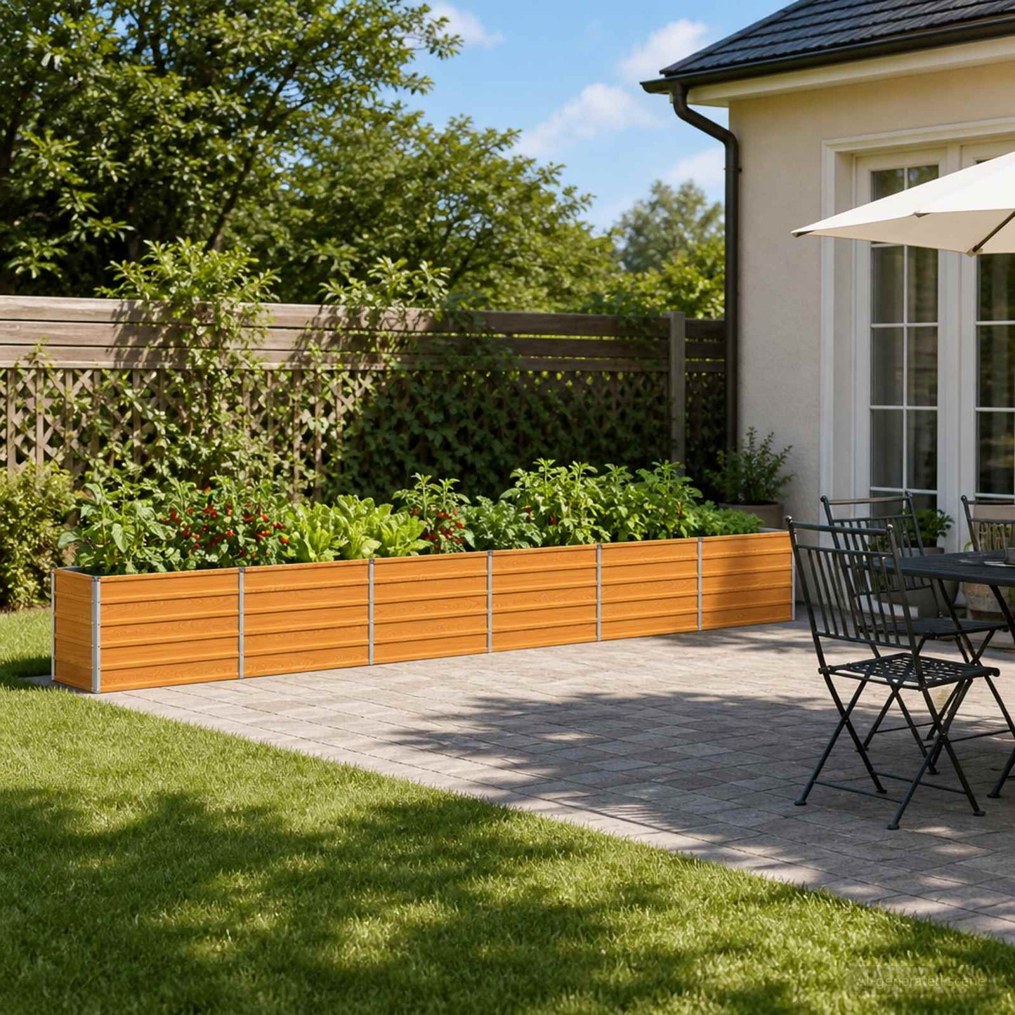vidaXL Raised Garden Bed Natural 480 x 40 x 55 cm cold-rolled steel