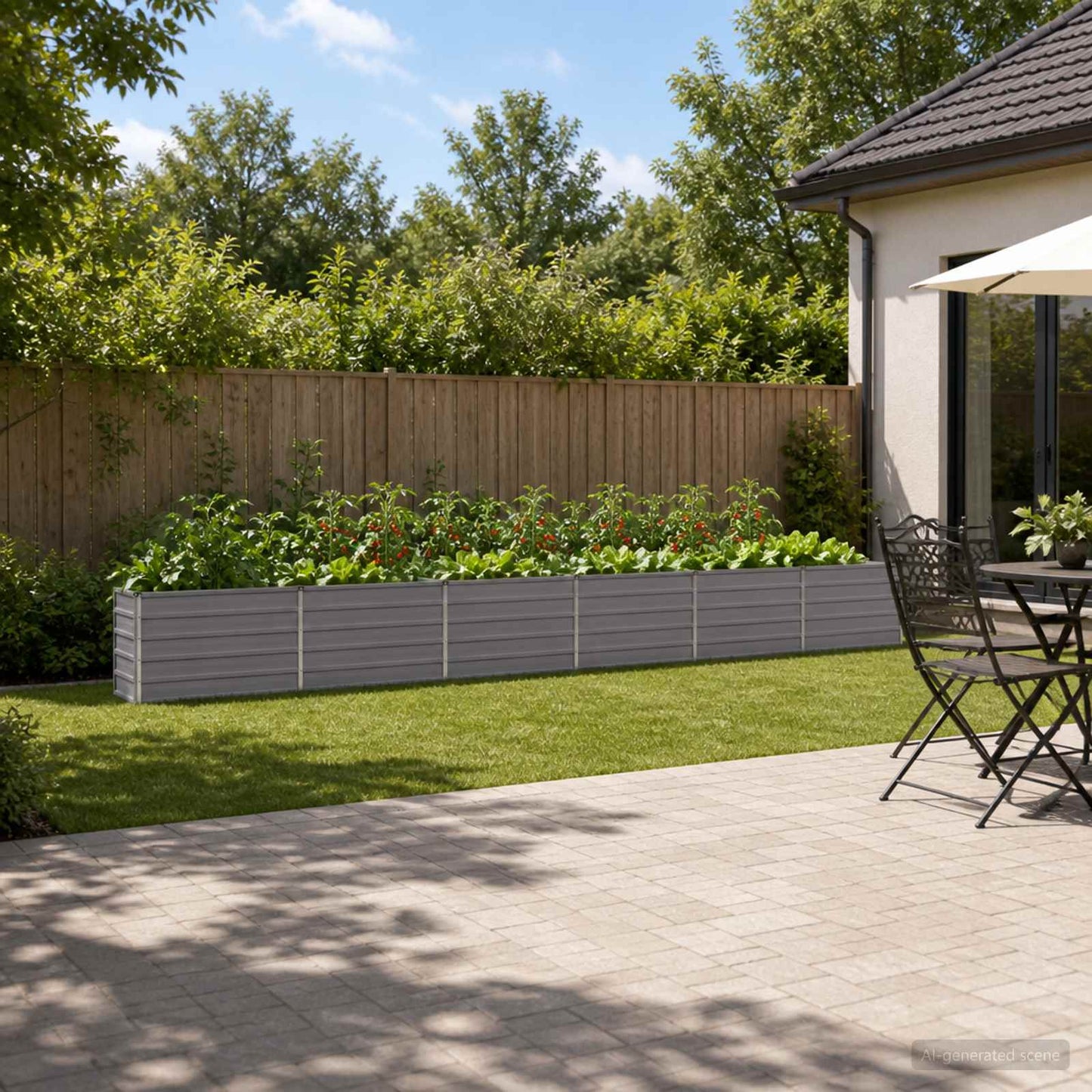 vidaXL Raised Garden Bed Grey 480 x 40 x 55 cm cold-rolled steel
