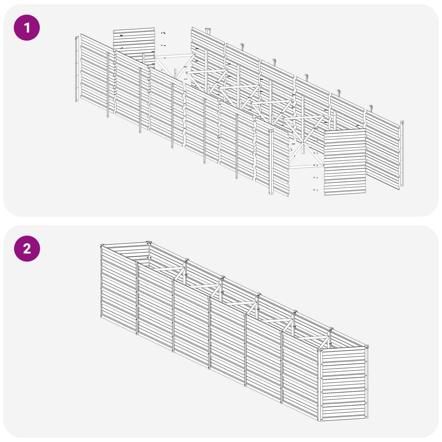 vidaXL Raised Garden Bed Ivory 480 x 40 x 55 cm cold-rolled steel