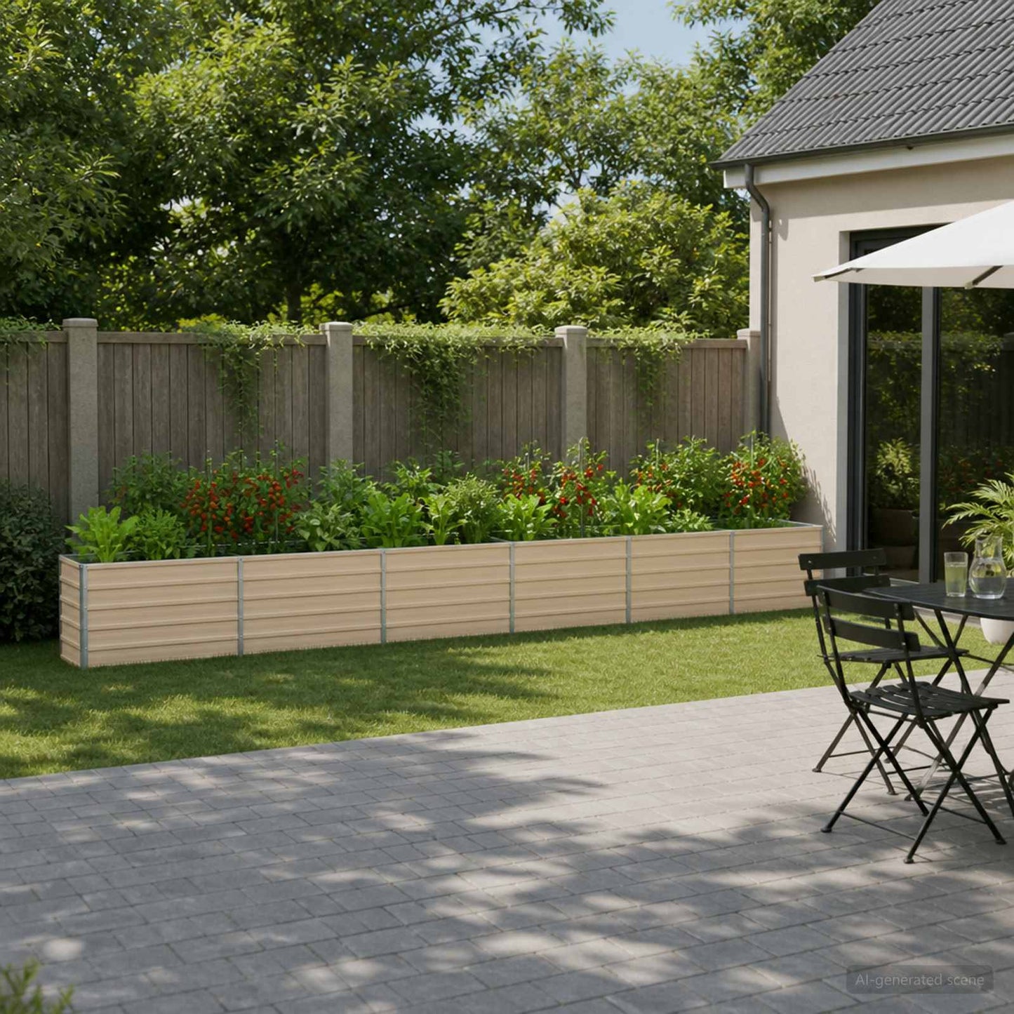 vidaXL Raised Garden Bed Ivory 480 x 40 x 55 cm cold-rolled steel