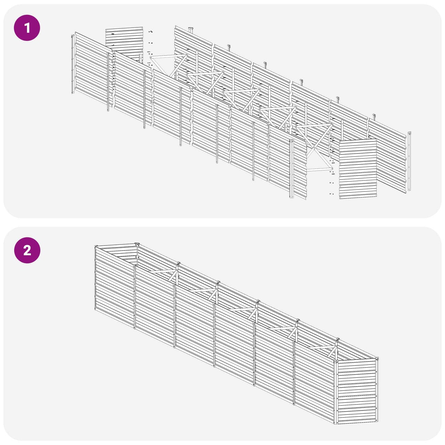vidaXL Raised Garden Bed Wood Brown 600 x 40 x 55 cm cold-rolled steel