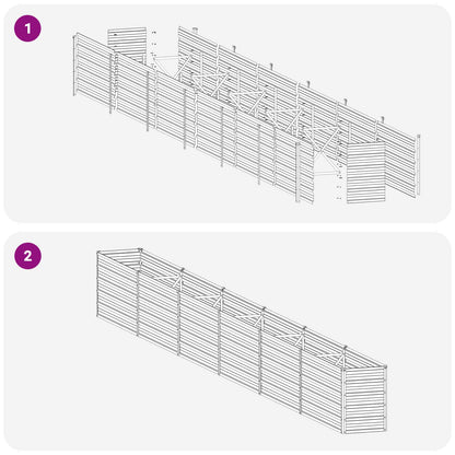 vidaXL Raised Garden Bed Wood Brown 600 x 40 x 55 cm cold-rolled steel