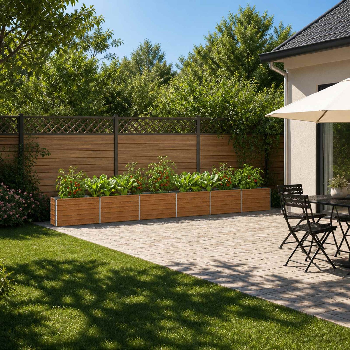 vidaXL Raised Garden Bed Wood Brown 600 x 40 x 55 cm cold-rolled steel