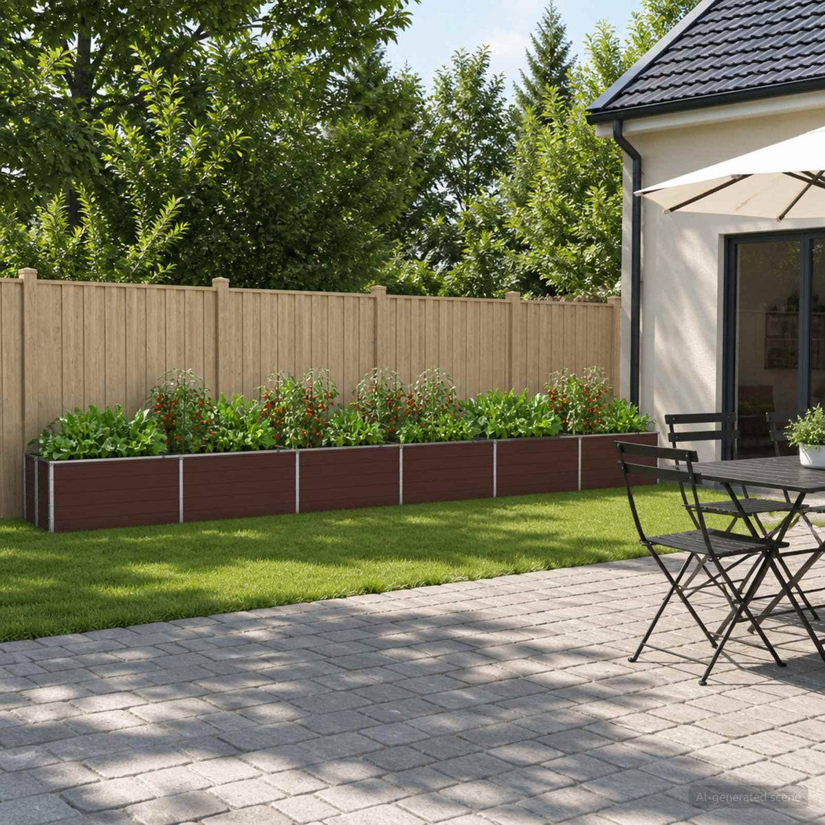 vidaXL Raised Garden Bed Brown 600 x 40 x 55 cm Galvanised Steel