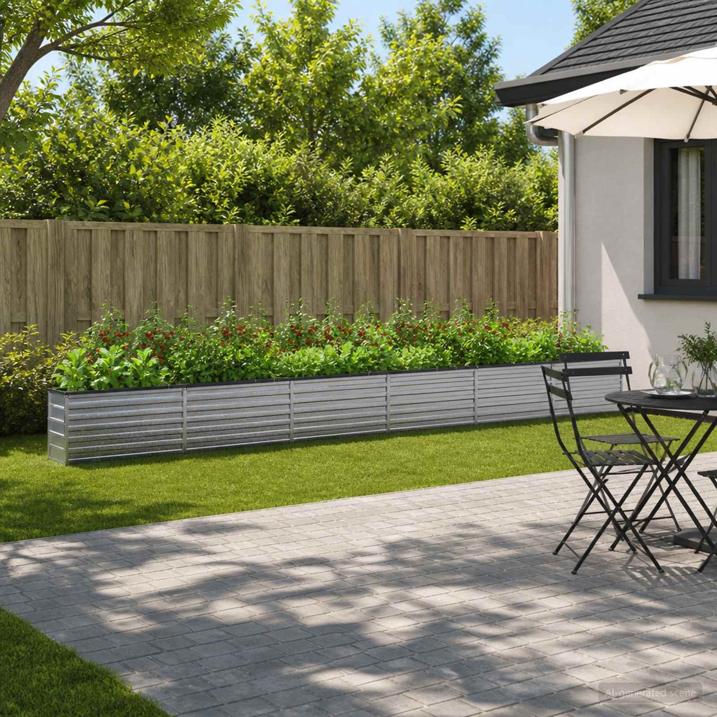 vidaXL Raised Garden Bed Silver 600 x 40 x 55 cm galvanized