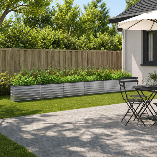 vidaXL Raised Garden Bed Silver 600 x 40 x 55 cm galvanized