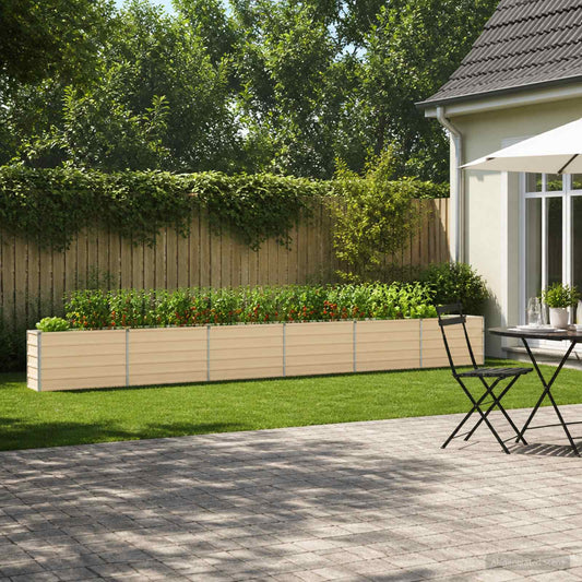 vidaXL Raised Garden Bed Ivory 600 x 40 x 55 cm cold-rolled steel