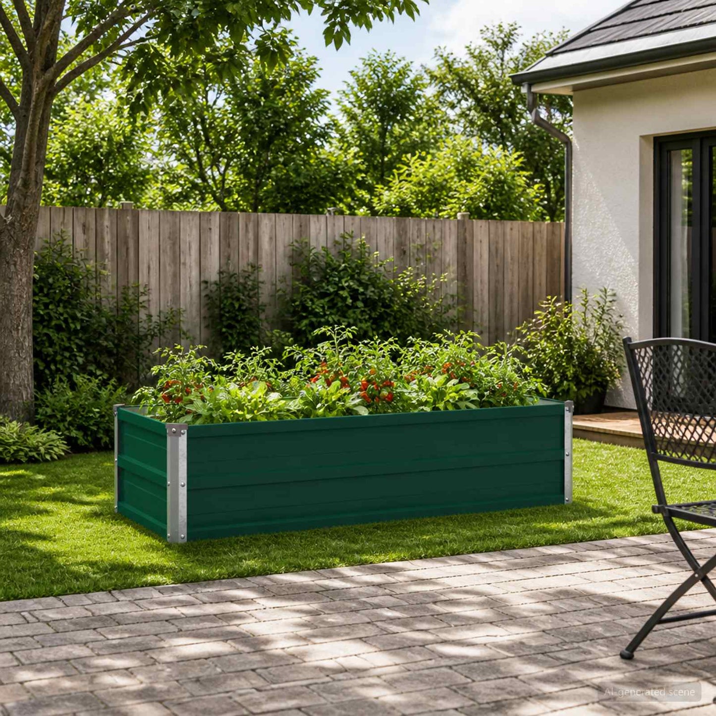 vidaXL Raised Garden Bed Green 100 x 40 x 24 cm cold-rolled steeel